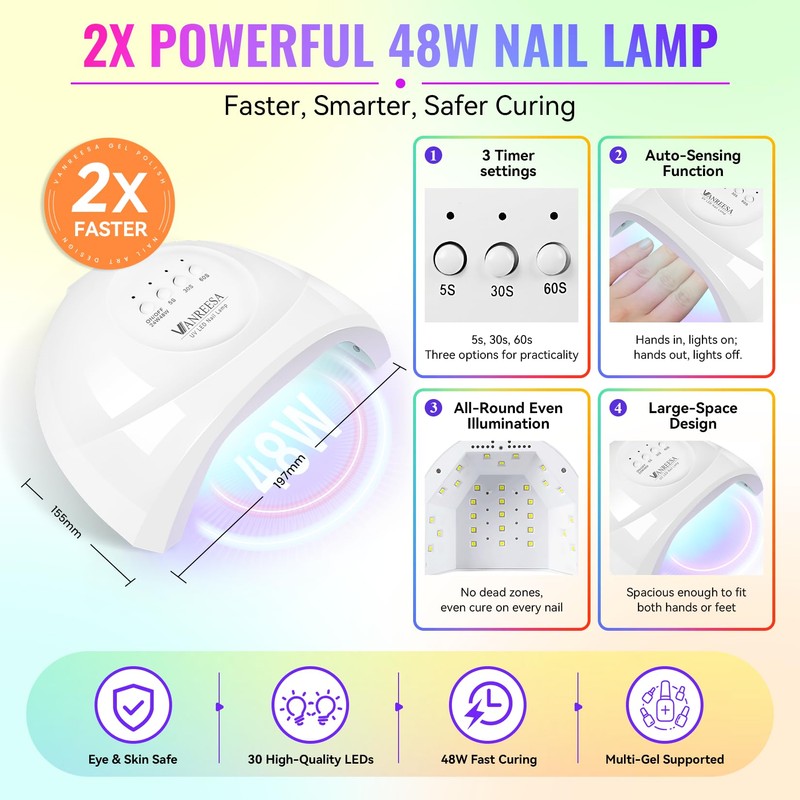 69PCS Gel Nail Kit with 48W U V Nail Lamp