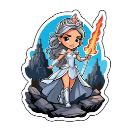 Set of 2 - Fantasy Warrior Princess Vinyl Sticker Decal, Anime Style Art, Decorative Die-Cut Design, Auto, Wall, Laptop, Cell, Truck Sticker for Windows, Cars, Trucks,Or Any Smooth Surface