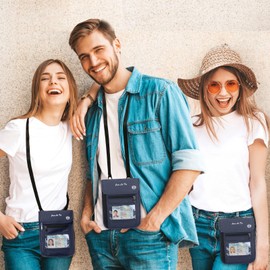 ROOSALANCE Passport Holder for Travel, RFID Passport Wallet with Visual Window Design, Multifunctional Document Organizer, Waterproof Travel Pouch Neck Wallet for Men and Women, Navy Blue