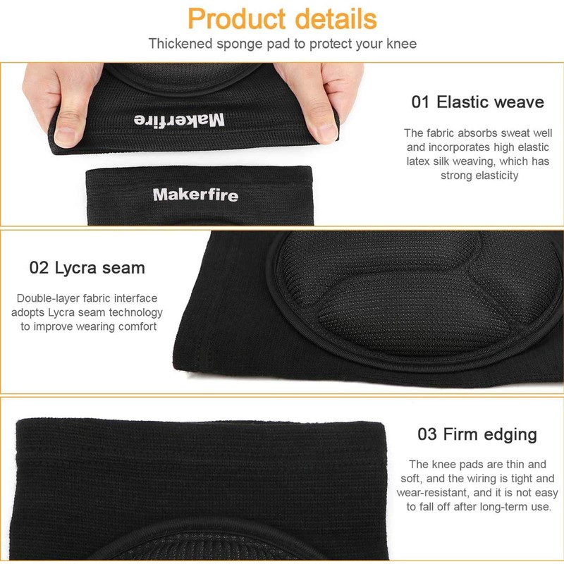 Makerfire Protective Knee Pads Knee Protector Thick Sponge Anti-Slip Collision