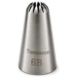 Tumtanm 6B Nozzle Large Drop Flower Piping Tip, Large Seamless Stainless Steel Icing Piping Nozzle Tip #6B