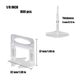 Tile Leveling System Clips 1/8 Inch, 800 Piece DIY Tiles Leveler Spacers, Tile Leveling System for Professional Ceramic Tile Installation