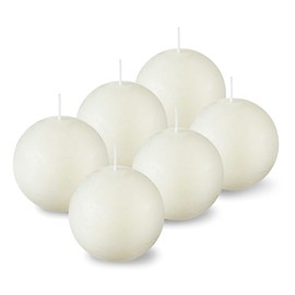 Rustic Ivory Round Candles - 3 Inch Ivory Ball Candles - Decorative Candles for Weddings, Celebrations, Holiday, and Home Decor - Set of 6 Ivory Sphere Candles