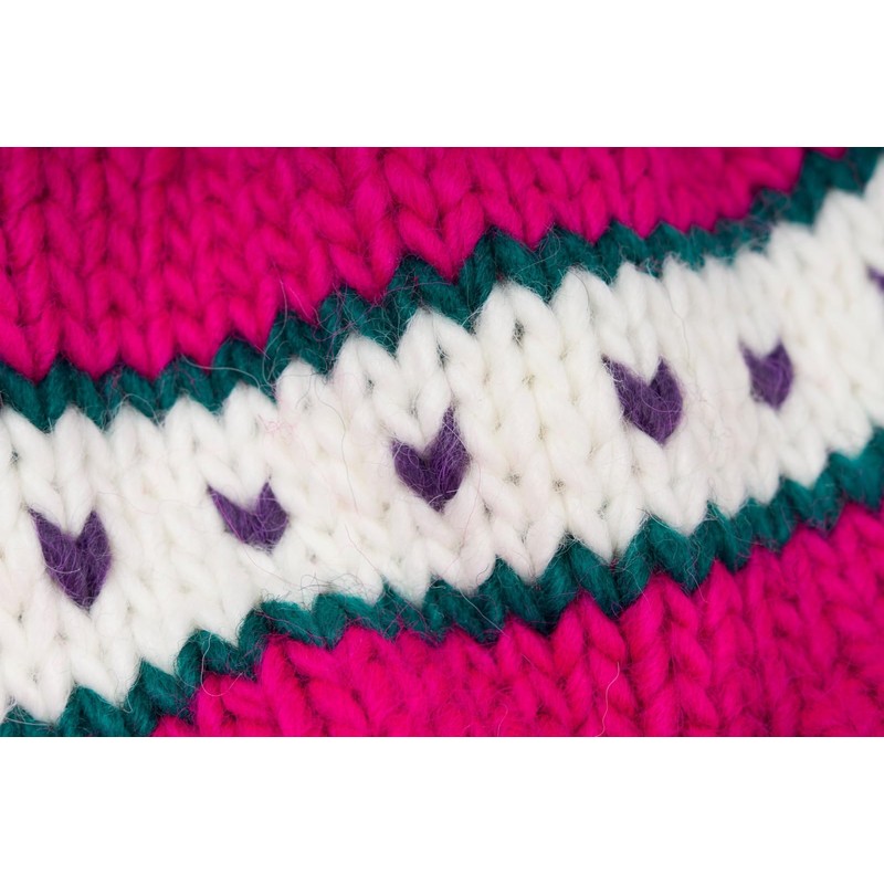 styleBREAKER 04024209 Children's Knitted Bobble Hat with Heart Pattern and