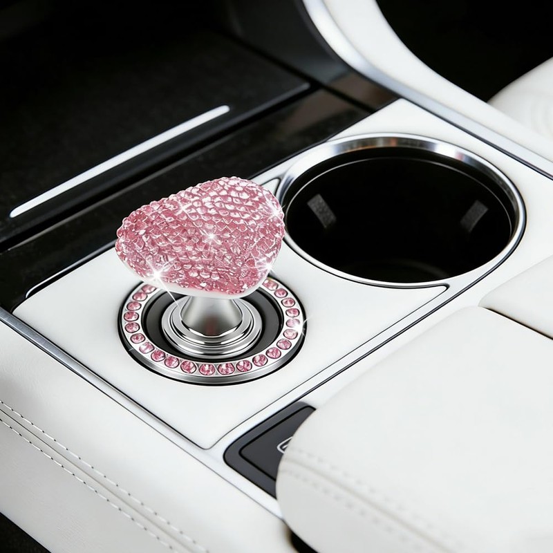2 Pcs Bling Heart Car Start Button Cover Set Sparkling