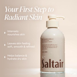Saltair Body Wash, Salt Water Vanilla 2-Pack. Moisturizing Body Cleanser with Monoi Oil and Cupuacu Butter. Luxury Shower Gel for Women and Men. Vegan, Cruelty-Free, Paraben-Free. 2x 17oz Pump Bottles