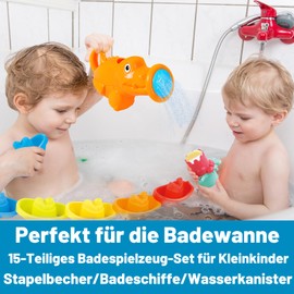 Bath Toy Baby from 1 2 3 4 Years, Water Toy Children's Bath Toy Swimming Pool Toy, 15 Pieces Paddling Pool Baby Toy for 6-12 Months, Birthday Gift for Boys Girls