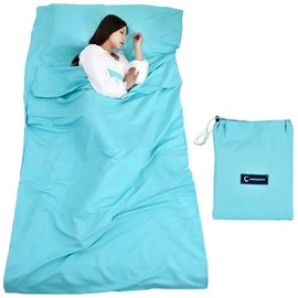 Queta Hüttenschlafsack aus Mikrofaser, Schlafsack Inlett, Reiseschlafsack Sommerschlafsack mit Tragetasche, Ideal für Innen Hostels Berghütten Jugendherbergen Camping Outdooraktivitäte usw.