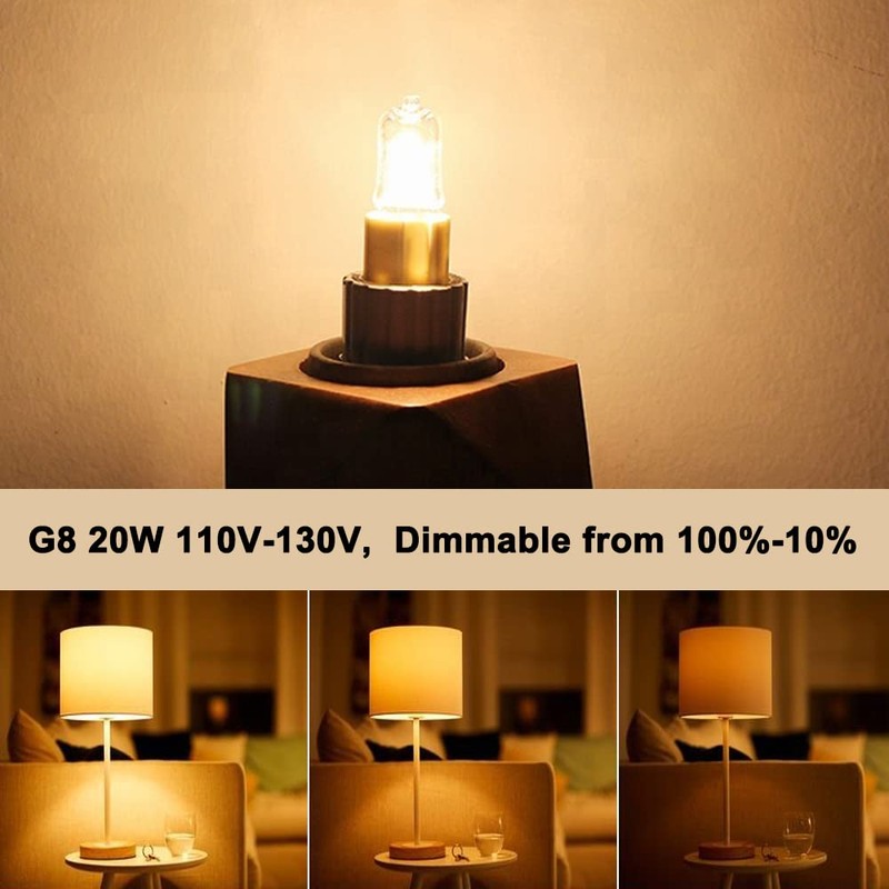 JCD 10PCS G8 Halogen Bulb 20W 120V, Bi-Pin Xenon Light