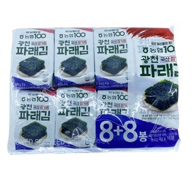 Mukençia [농협] 100 광천 국산 참기름 파래김 4g*16봉 [Nonghyup] 100 Gwangcheon Domestic Sesame Oil Seaweed 4g*16 bags