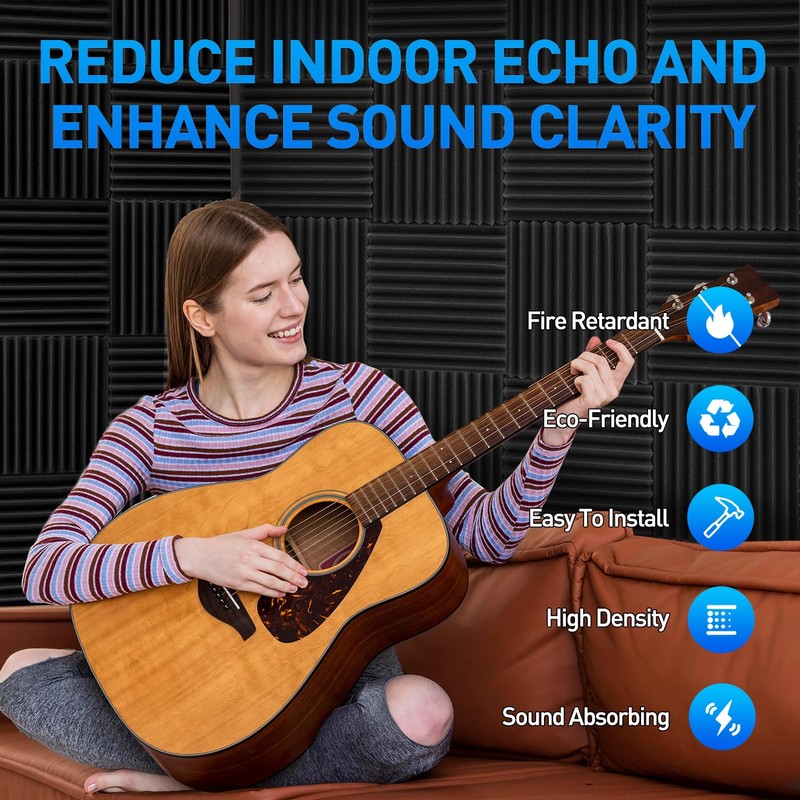 Focusound 120 Pack Acoustic Foam Panels 1" x 12" x