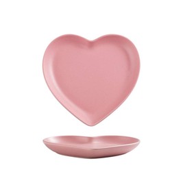 FUYU 2pcs Colorful Matte Heart Shaped Ceramic Dinner Plate for Salad, Dessert, and Steak