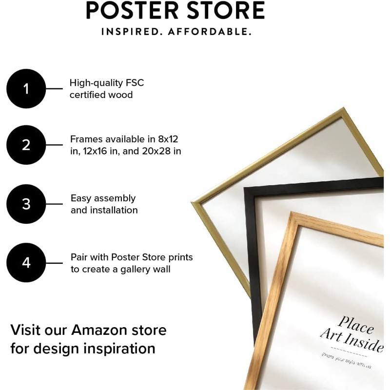 Poster Store 12x16 Black Wood Picture Frame