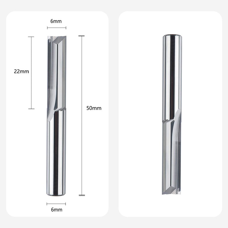 SpeTool CNC Router Bit Straight Milling Cutter, 6mm x 22mm