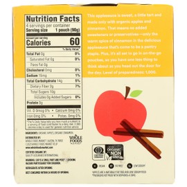 365 by Whole Foods Market Organic Applesauce, Cinnamon, 3.2 Oz, 4 Ct