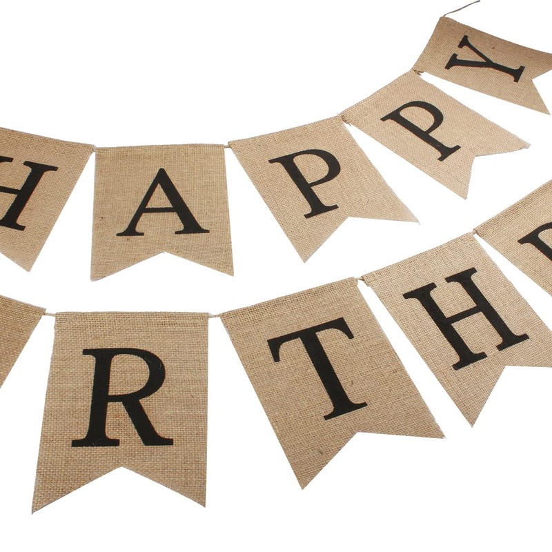 Cartel de arpillera de feliz cumpleaños reutilizable para decoración de