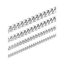 Jewow Stainless Steel Men's Sturdy Thick Curb Cuban Chain Necklace Width 6/8/10/12mm, Length 18"-30"