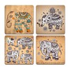 Personality Elephant Square Coaster Set - Made of Recycled Rubber