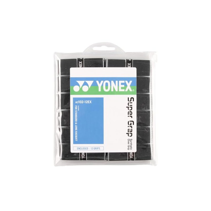 YONEX Super Schwarz Overgrip (Pack of 12) - Black, One