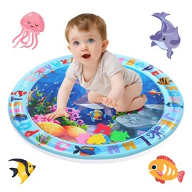 WUISOLQP Water Mat Baby Water Play Mat Toy Play Mat Baby Inflatable Tummy Time Mat Children's Toy Play Mat for 3 6 9 Months Baby Sensory Development Training (Rounds)