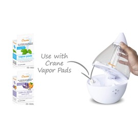 Crane Droplet Ultrasonic Small Air Humidifiers for Bedroom and Office.5 Gallon Cool Mist Humidifier for Plants and Home, Humidifier Filters Optional, Clear and White