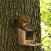 Relaxdays Squirrel Feeder House, Wood, Folding Roof, Seating Platform, Squirrel