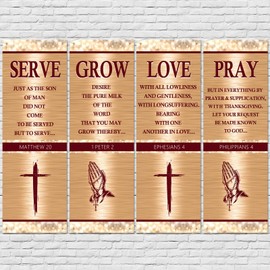 4 pancartas de iglesia de 5.9 pies con adoración de las Escrituras, pancarta de Navidad para pared de santuario, oración cristiana, banderas de día festivo, bienvenida, alabanza, religiosa, decoración