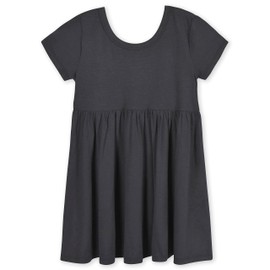 Gerber Baby Girls Toddler Buttery Soft Short Sleeve Twirl Dress with Viscose Made from Eucalyptus, Charcoal, 5T
