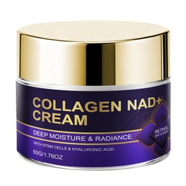 NAD+ Crema facial antienvejecimiento para mujeres, con retinol y colágeno hidrolizado, minimiza visiblemente las líneas finas, suaviza la textura de la piel, manteca de karité y ácido hialurónico