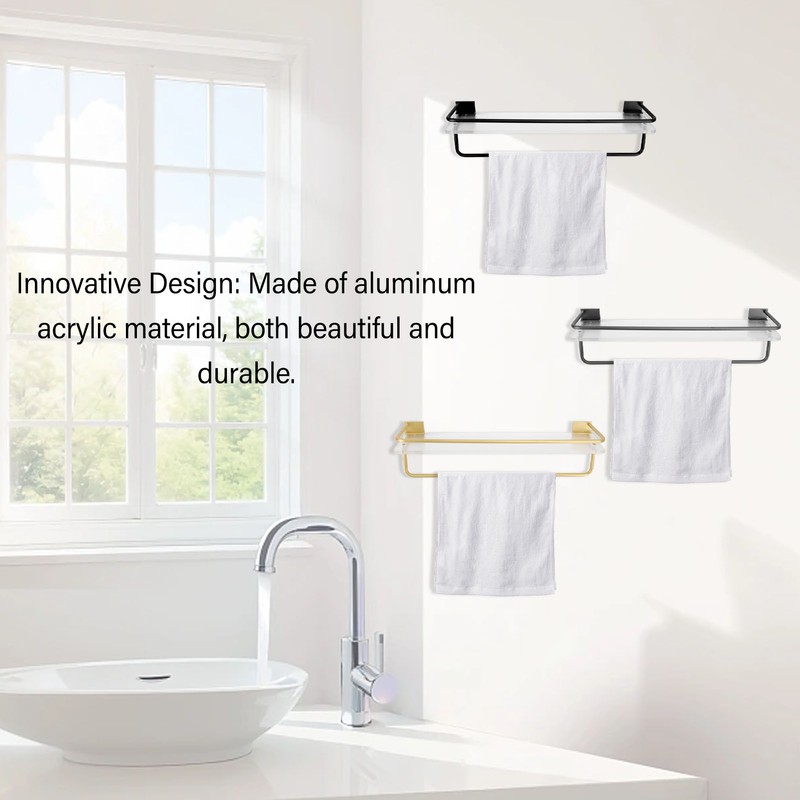 30cm Shower Caddy Wall Mount Organizer with Towel Hanger Easy