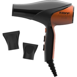 Taiff Unique Duo Professional Hair Dryer – 127V | 1875W Power | AC Motor | Tourmaline + Ionic & Ceramic Technology | Titanium Elements | 2 Concentrator Nozzles (Orange)