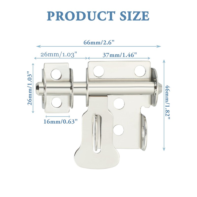 Mooche Slide Latch Lock Barrel Bolt with Padlock Hole, Barrel