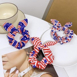 American Flag Hair Scrunchies Women Hair Ring Tie Flag Girls Ponytail Holder JHN61 (Set-E)