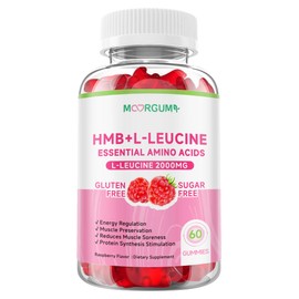 MOORGUMY HMB and L-Leucine Supplements 3000mg, Amino Acid Supplement, Supports Muscle Growth, Help Decrease Muscle Breakdown and Workout Recovery, Vegan, Gluten Free, Non-GMO Gummies, 60 Count