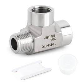 TAISHER 1 Pcs Forging of 304 Stainless Steel Street Tee Pipe Fittings, 1/8" BSP Female x Female x Male Pipe Fittings,Male Run Tee, for Water Oill Air Gas