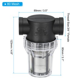 PATIKIL 3/4 Inch Female in-Line Strainer with 80 Mesh Stainless Steel Filter Screen Water Pump Filter for Garden Irrigation Pressure Washer Inlet