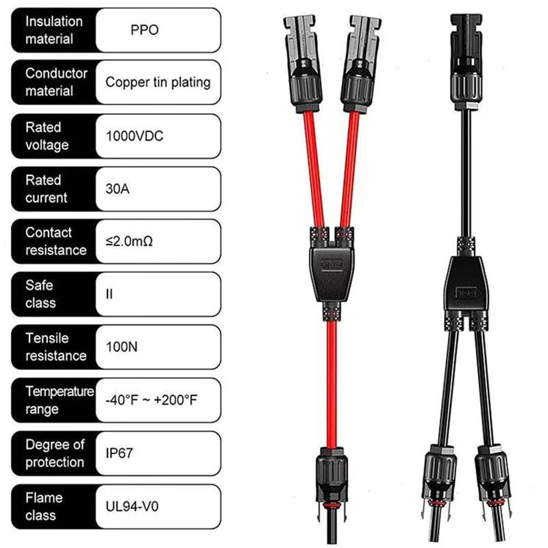 5 Pairs Solar Plugs + 4 mm² Solar Cable Y