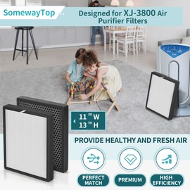 XJ-3800 Replacement Filter Set Compatible with Surround Air Intelli-Pro XJ-3800 Air Purifer Smart True Air Clenaer for Home, H13 HEPA, HEPA Pre-filter