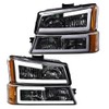 2Pcs Chrome Housing Amber Corner Headlights for 2003-2007 Chevy Silverado/Avalanche,