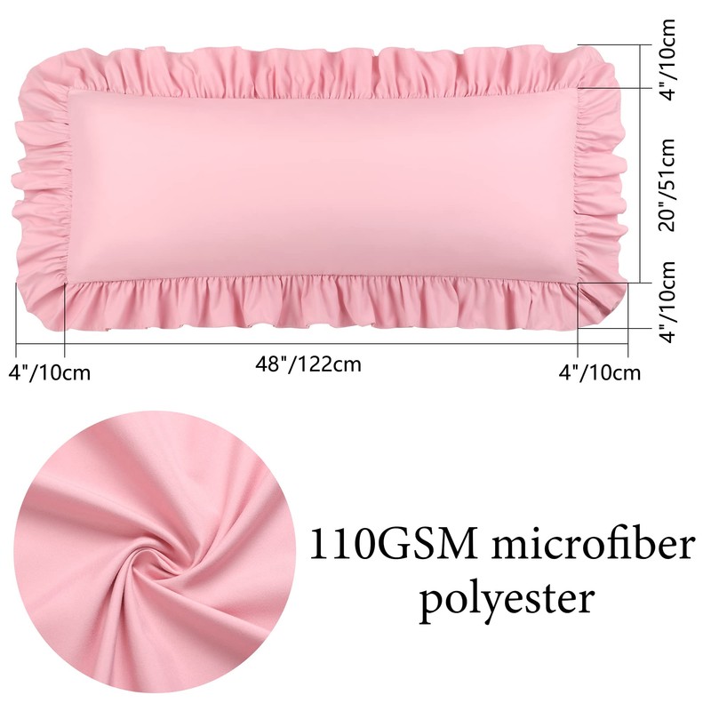 PiccoCasa Soft Microfiber Plain Bolster Pillowcase with Decorative Ruffle and