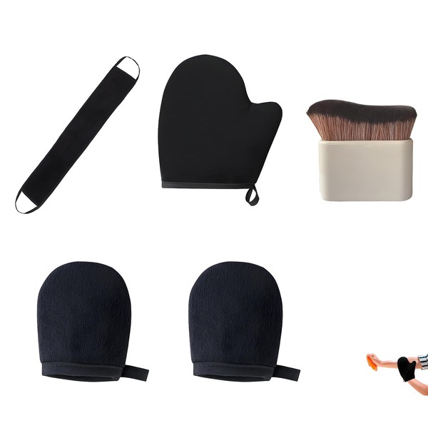 5 Pcs Self Tanning Mitt Set, Black Self Tan Mitt,