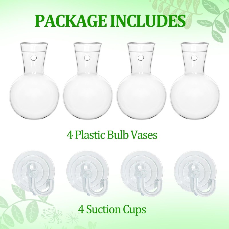Bunmery 4 pcs Window Propagation Stations, Suction Cup Plastic Plant