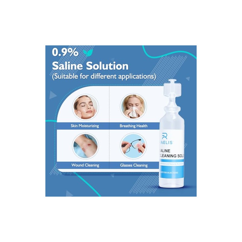 Saline Solution, 300ml /10.56 FL OZ Normal Solution for Multiple