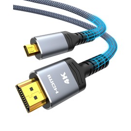 Highwings 4K Micro HDMI to HDMI Cable 10 FT, Micro Male to HDMI Male Cable Nylon Braided Cord Adapter 2.0 4K@60HZ 2K@165HZ 18Gbps Compatible with Laptop Camera Monitor HDMI to Micro HDMI Grey
