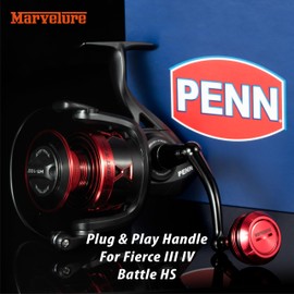 MARVELURE Power Handle for Penn Fierce III IV, Battle III HS Spinning Reel Replacement Handle (Not for Fierce Live Liner) (for Fierce/Battle HS 8000 Thread)