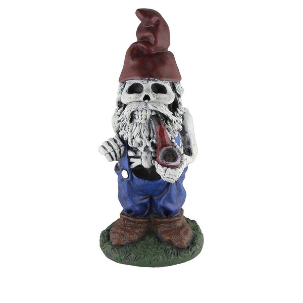 Design House 319657 Skeleton Man Gnome with Pipe Lawn 19-inch Garden Patio Home & Office Décor Housewarming Gifting Birthdays, Multicolor