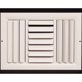 10"w X 4"h 3-Way Aluminum Curved Blade Adjustable Air Supply HVAC Diffuser - Full Control Vertical/Horizontal Airflow Direction - Vent Duct Cover [Outer Dimensions: 11.65"w X 5.65"h]