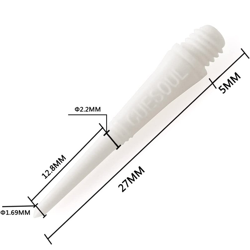 CUESOUL Soft Tip Darts Points 2BA Thread White,Pack of 100