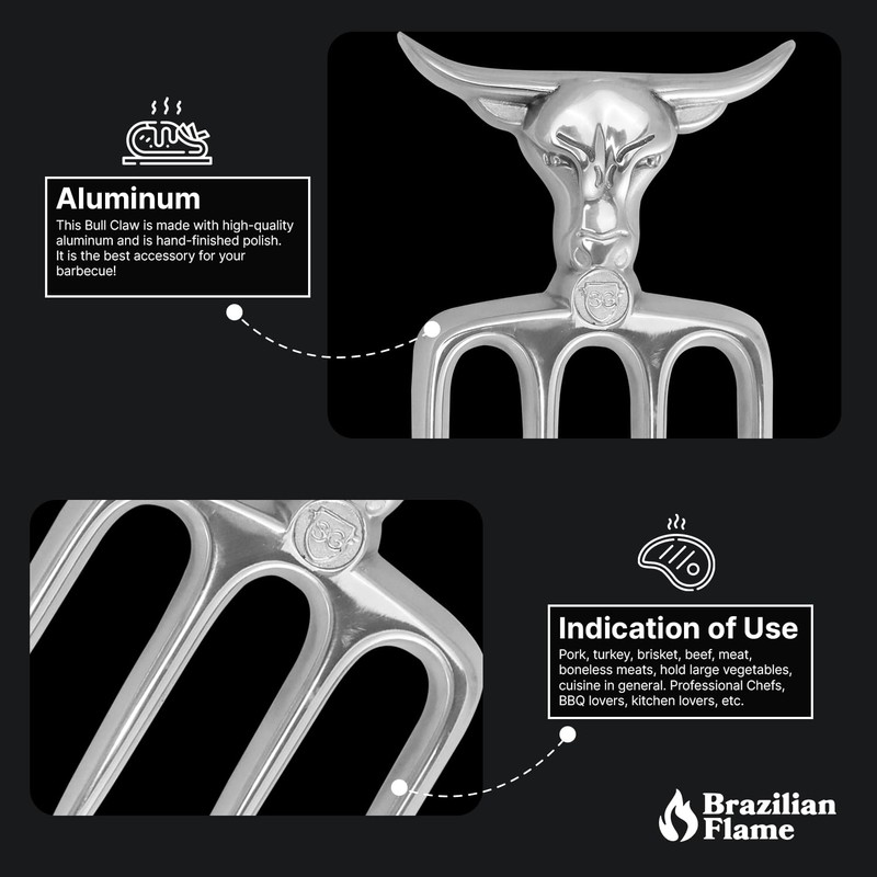 Brazilian Flame Aluminum Bad Bull Fork 4 Teeth with Leather