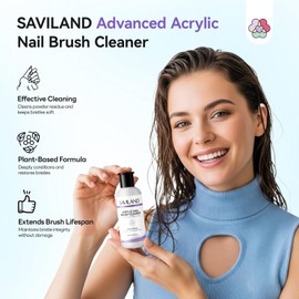 SAVILAND Advanced Acrylic Brush Cleaner: 3-Minute Effective Cleaning Plant-based Acrylic Nail Brush Cleaner and Conditioner Preserver Restorer for Manicure Brushes Tools Home DIY Nail Art Salon, 5 OZ